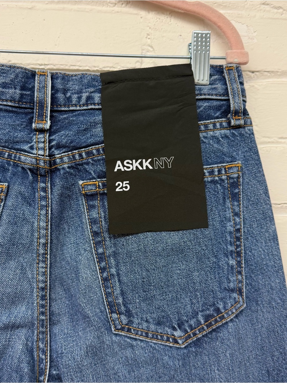 NWT ASKK NY Raw Hem Mid rise Straight Jean Size 25 - Picture 7 of 10